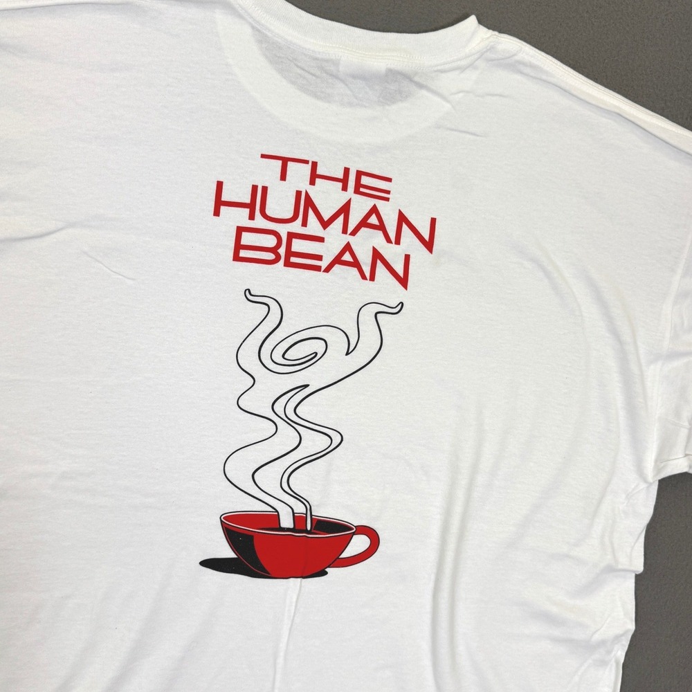 Vintage "The Human Bean" Coffee Shirt Men XL Deadstock White Y2K Gildan Oregon